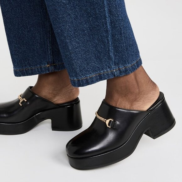 Hyusto Gwen Mules Black Leather Size 39 US 8 - Picture 1 of 15
